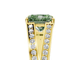 Yellow gold Fancy Green Radiant Cut Diamond Split Shank Ring with Pavé Band and Four-Prong Setting_63