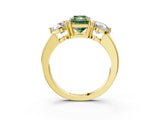 Yellow gold Fancy Green Radiant Cut Diamond Three-Stone Ring with Prong Setting and Classic Band_101