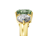 Yellow gold Fancy Green Radiant Cut Diamond Three-Stone Ring with Prong Setting and Classic Band_103
