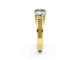 Yellow gold Fancy Green Radiant Cut Diamond Three-Stone Ring with Prong Setting and Textured Band_33