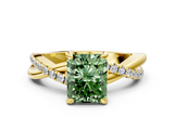 Yellow gold Fancy Green Radiant  Cut Diamond Twist Band Solitaire with Prong Setting_46