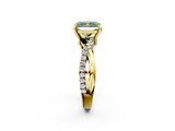 Yellow gold Fancy Green Radiant  Cut Diamond Twist Band Solitaire with Prong Setting_48