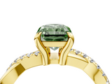 Yellow gold Fancy Green Radiant  Cut Diamond Twist Band Solitaire with Prong Setting_50