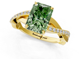 Yellow gold Fancy Green Radiant  Cut Diamond Twisted Band Engagement Ring with Prong Setting_4