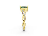Yellow gold Fancy Green Radiant  Cut Diamond Twisted Band Engagement Ring with Prong Setting_5