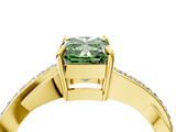 Yellow gold Fancy Green Radiant  Cut Diamond Twisted Band Engagement Ring with Prong Setting_7