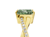 Yellow gold Fancy Green Radiant  Cut Diamond Twisted Band Engagement Ring with Prong Setting_8