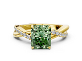 Yellow gold Fancy Green Radiant  Cut Diamond Twisted Band with Pavé Setting and Four-Prong Setting_20