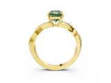 Yellow gold Fancy Green Radiant  Cut Diamond Twisted Band with Pavé Setting and Four-Prong Setting_23