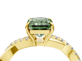 Yellow gold Fancy Green Radiant  Cut Diamond Twisted Band with Pavé Setting and Four-Prong Setting_24
