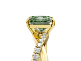 Yellow gold Fancy Green Radiant  Cut Diamond Twisted Band with Pavé Setting and Four-Prong Setting_25
