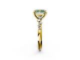 Yellow gold Fancy Green Radiant  Cut Diamond Vine Band with Four-Prong Setting_73
