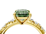 Yellow gold Fancy Green Radiant  Cut Diamond Vine Band with Four-Prong Setting_75