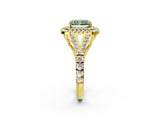 Yellow gold Fancy Green Radiant  Cut Double Halo Split Shank Diamond Ring with Prong Setting_49