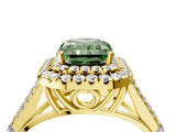 Yellow gold Fancy Green Radiant  Cut Double Halo Split Shank Diamond Ring with Prong Setting_51