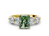 Yellow gold Fancy Green Radiant  Cut Five-Stone Prong Set Diamond Ring with Classic Band_31
