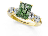 Yellow gold Fancy Green Radiant  Cut Five-Stone Prong Set Diamond Ring with Classic Band_32