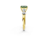 Yellow gold Fancy Green Radiant  Cut Five-Stone Prong Set Diamond Ring with Classic Band_33