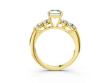 Yellow gold Fancy Green Radiant  Cut Five-Stone Prong Set Diamond Ring with Classic Band_34