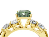 Yellow gold Fancy Green Radiant  Cut Five-Stone Prong Set Diamond Ring with Classic Band_35