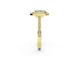 Yellow gold Fancy Green Radiant Cut Halo Bezel Diamond Pave Band Ring_2
