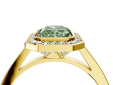 Yellow gold Fancy Green Radiant Cut Halo Bezel Diamond Pave Band Ring_4