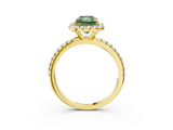 Yellow gold Fancy Green Radiant  Cut Halo Diamond Engagement Ring with Pave Band and Four-Prong Setting_23