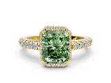 Yellow gold Fancy Green Radiant  Cut Halo Diamond Engagement Ring with Pave Band and Four-Prong Setting_28