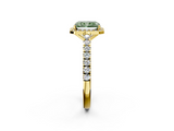 Yellow gold Fancy Green Radiant  Cut Halo Diamond Engagement Ring with Pave Band and Four-Prong Setting_30