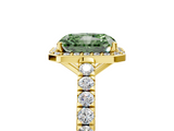 Yellow gold Fancy Green Radiant  Cut Halo Diamond Engagement Ring with Pave Band and Four-Prong Setting_33