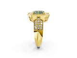 Yellow gold Fancy Green Radiant Cut Halo Diamond Engagement Ring with Pave Split Shank and Four-Prong Setting_2