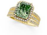 Yellow gold Fancy Green Radiant  Cut Halo Diamond Engagement Ring with Split Shank and Four-Prong Setting_21