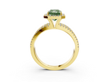 Yellow gold Fancy Green Radiant  Cut Halo Diamond Engagement Ring with Split Shank and Four-Prong Setting_23