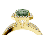Yellow gold Fancy Green Radiant  Cut Halo Diamond Engagement Ring with Split Shank and Four-Prong Setting_24