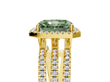 Yellow gold Fancy Green Radiant  Cut Halo Diamond Engagement Ring with Split Shank and Four-Prong Setting_25