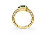 Yellow gold Fancy Green Radiant  Cut Halo Diamond Pave Band Ring with Four-Prong Setting_28