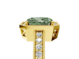 Yellow gold Fancy Green Radiant  Cut Halo Diamond Pave Band Ring with Four-Prong Setting_30