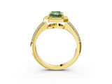 Yellow gold Fancy Green Radiant  Cut Halo Diamond Pave Band with Four-Prong Setting_40