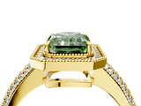 Yellow gold Fancy Green Radiant  Cut Halo Diamond Pave Band with Four-Prong Setting_41