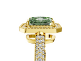 Yellow gold Fancy Green Radiant  Cut Halo Diamond Pave Band with Four-Prong Setting_42