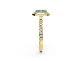 Yellow gold Fancy Green Radiant Cut Halo Diamond Pave Band with Prong Setting_2