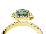 Yellow gold Fancy Green Radiant Cut Halo Diamond Pave Band with Prong Setting_4