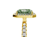 Yellow gold Fancy Green Radiant Cut Halo Diamond Pave Band with Prong Setting_5