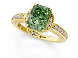 Yellow gold Fancy Green Radiant  Cut Halo Diamond Ring with Channel Set Band and Four-Prong Setting_50