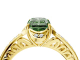Yellow gold Fancy Green Radiant  Cut Halo Diamond Ring with Channel Set Band and Four-Prong Setting_53