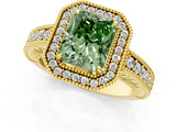 Yellow gold Fancy Green Radiant  Cut Halo Diamond Ring with Pavé Band and Four-Prong Setting_53