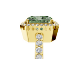 Yellow gold Fancy Green Radiant  Cut Halo Diamond Ring with Pave Band and Four-Prong Setting_29