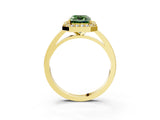 Yellow gold Fancy Green Radiant Cut Halo Diamond Ring with Solitaire Band and Prong Setting_3