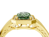 Yellow gold Fancy Green Radiant Cut Halo Diamond Split Shank Ring with Prong Setting_10