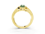 Yellow gold Fancy Green Radiant Cut Halo Diamond Split Shank Ring with Prong Setting_3